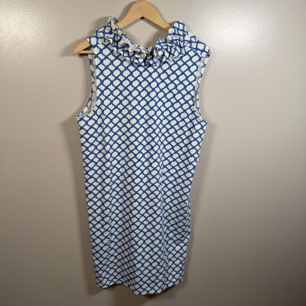 Sailor Sailor Ruffle Neck Shift Dress Size XL Rope Knotty Nautical Preppy Casual - Picture 2 of 9